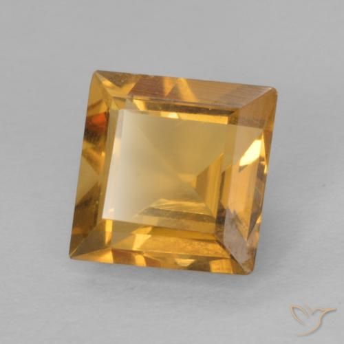 Citrine Orange doré profond naturelle Carré, 0.90 ct, VVS-VS