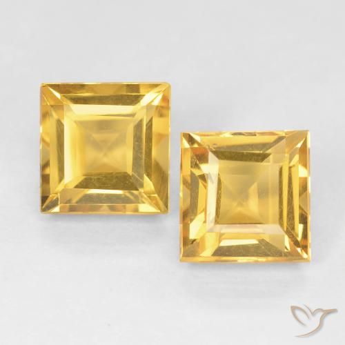 2.34ctw Naturel Or moyen Citrine, Carré, VVS-VS