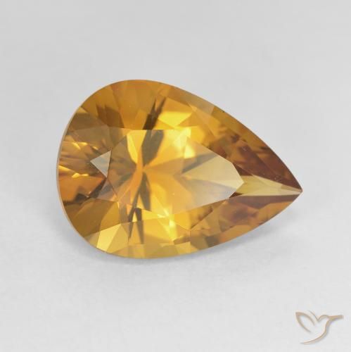 Citrine Brun doré naturelle En forme de poire, 4.25 ct, VVS