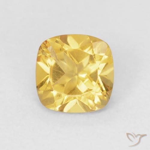 Citrine Doré moyen naturelle Coussin, 0.54 ct, VS