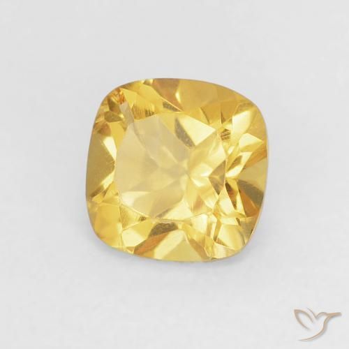 Citrine Doré moyen naturelle Coussin, 0.54 ct, VS