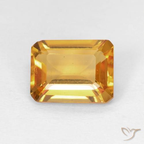 1.40ct Naturel Or orange foncé Citrine, Taille émeraude, VS