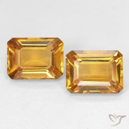 3.03ctw Naturel Orange-or Citrine, Taille émeraude, VVS