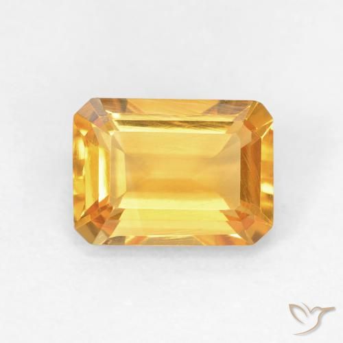 1.48ct Naturel Medium Light Orange-Gold Citrine, Taille émeraude, VVS-VS