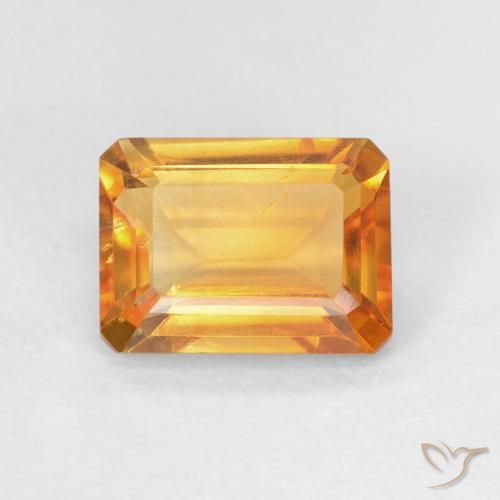 Citrine Doré-orange foncé naturelle Octogone / coupe Émeraude, 1.50 ct, VVS-VS