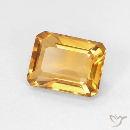 Citrine Or orange foncé naturelle Octogone / coupe Émeraude, 1.49 ct, VVS-VS