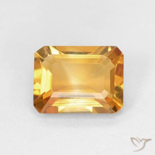 Citrine Doré-orange foncé naturelle Octogone / coupe Émeraude, 1.40 ct, VVS