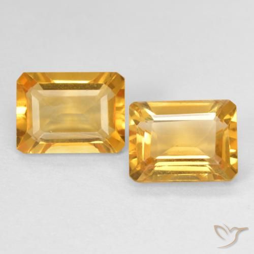 2.91ctw Naturel Medium Light Orange-Gold Citrine, Taille émeraude, VVS