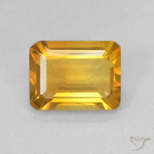 1.40ct Naturel Doré foncé Citrine, Taille émeraude, VVS