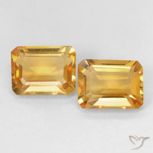 2.82ctw Naturel Medium Light Orange-Gold Citrine, Taille émeraude, VVS