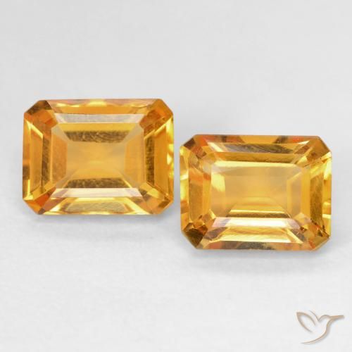 3.20ctw Naturel Orange-or Citrine, Taille émeraude, VVS