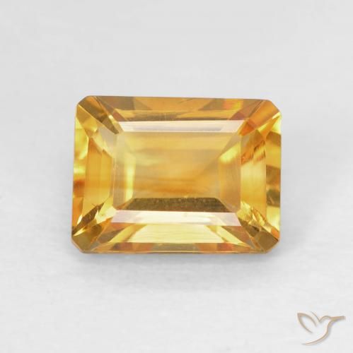 1.62ct Naturel Medium Light Orange-Gold Citrine, Taille émeraude, VVS
