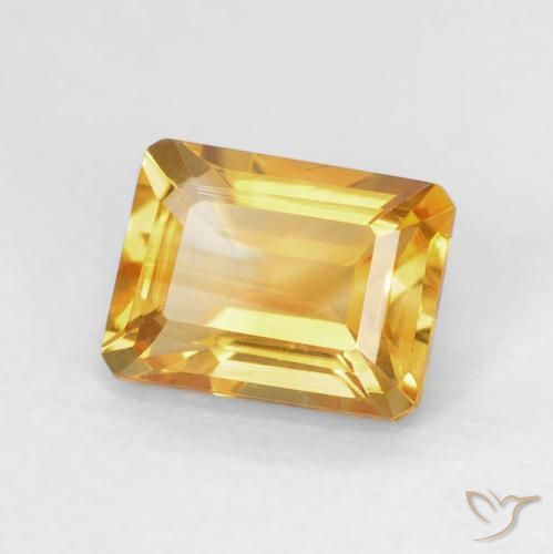 Citrine Medium Light Orange-Gold naturelle Octogone / coupe Émeraude, 1.62 ct, VVS