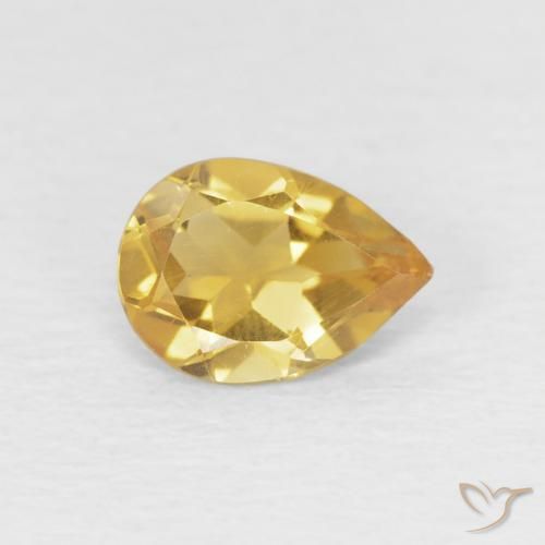Citrine Doré léger naturelle En forme de poire, 0.56 ct, VVS-VS