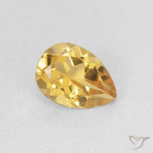 Citrine Doré naturelle En forme de poire, 0.73 ct, VVS-VS