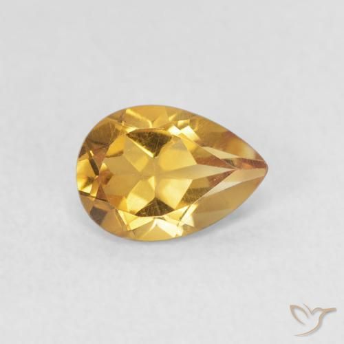 Citrine Doré naturelle En forme de poire, 0.64 ct, VVS