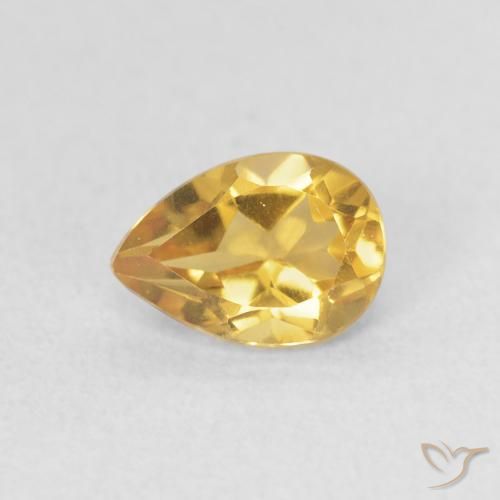 Citrine Doré naturelle En forme de poire, 0.72 ct, VVS