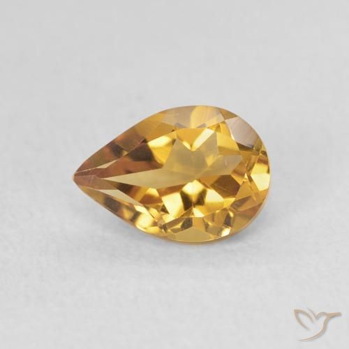 Citrine Orange Doré naturelle En forme de poire, 0.71 ct, VVS