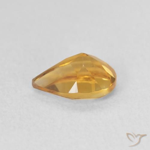 Citrine Orange Doré naturelle En forme de poire, 0.71 ct, VVS