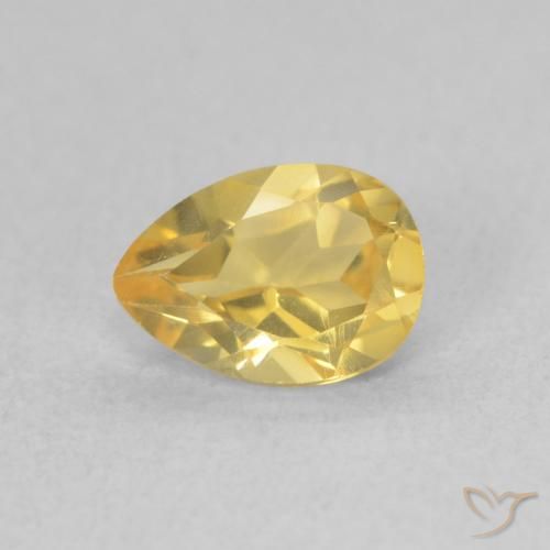 Citrine Orange Doré naturelle En forme de poire, 0.71 ct, VVS