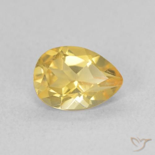 Citrine Orange Doré naturelle En forme de poire, 0.71 ct, VVS