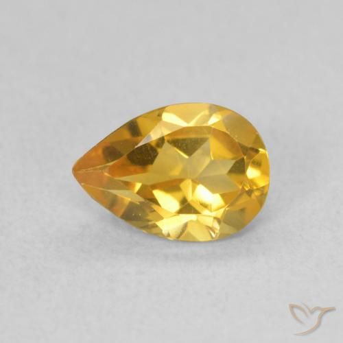 0.60ct Naturel Doré Citrine, En forme de poire, VVS