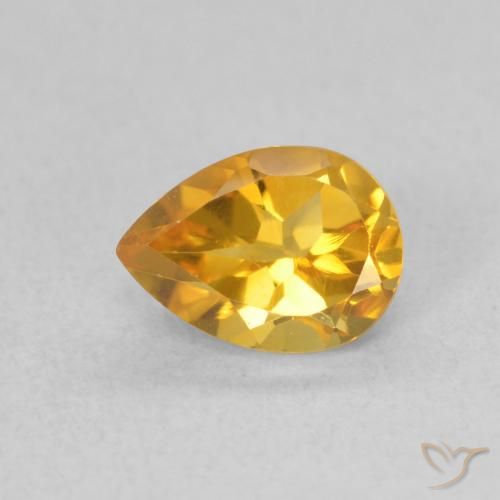 Citrine Doré vif naturelle En forme de poire, 0.76 ct, VVS