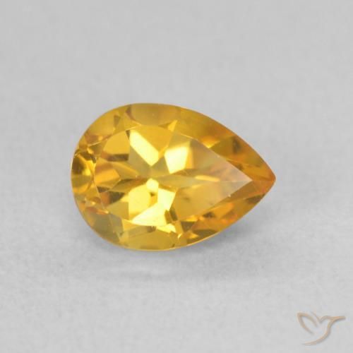 Citrine Doré vif naturelle En forme de poire, 0.76 ct, VVS