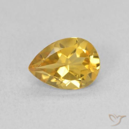 Citrine Doré naturelle En forme de poire, 0.62 ct, VVS