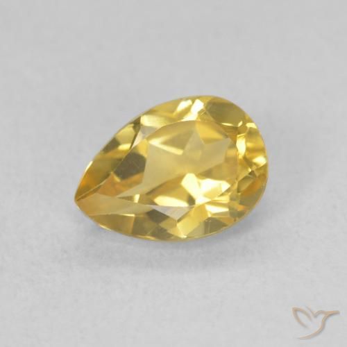 Citrine Orange Doré naturelle En forme de poire, 0.71 ct, VVS