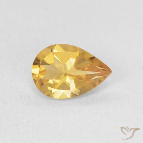 Citrine Doré naturelle En forme de poire, 0.58 ct, VVS