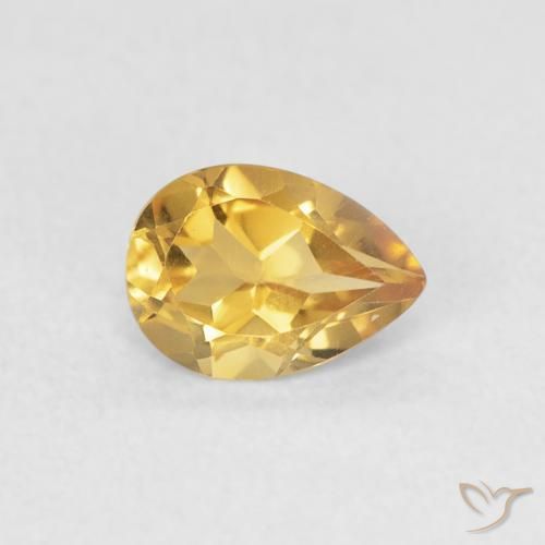 0.65ct Naturel Or moyen Citrine, En forme de poire, VVS