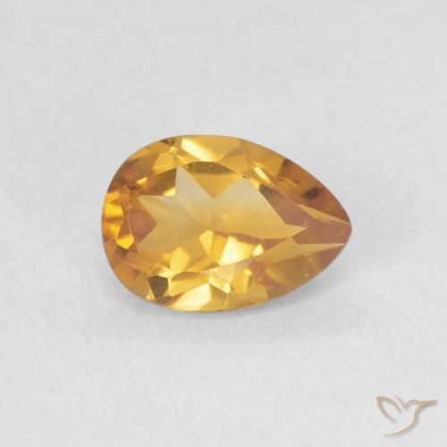Citrine Orange Doré naturelle En forme de poire, 0.71 ct, VVS