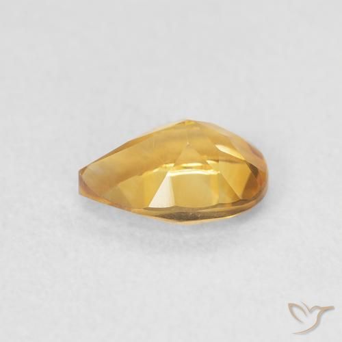 Citrine Orange Doré naturelle En forme de poire, 0.71 ct, VVS