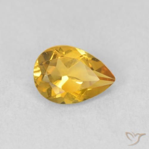Citrine Doré naturelle En forme de poire, 0.66 ct, VVS