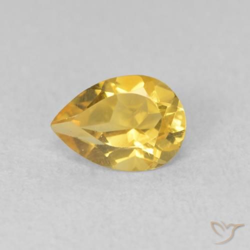 Citrine Doré naturelle En forme de poire, 0.66 ct, VVS