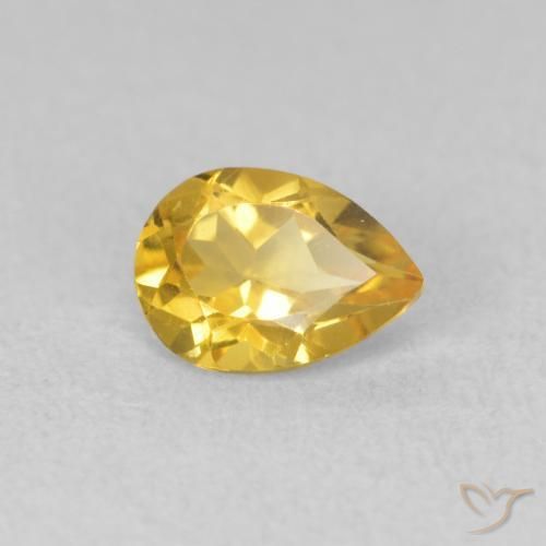 Citrine Doré naturelle En forme de poire, 0.66 ct, VVS