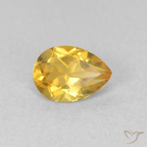 Citrine Doré naturelle En forme de poire, 0.68 ct, VVS