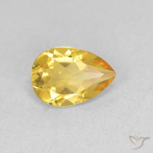 Citrine Doré naturelle En forme de poire, 0.62 ct, VVS