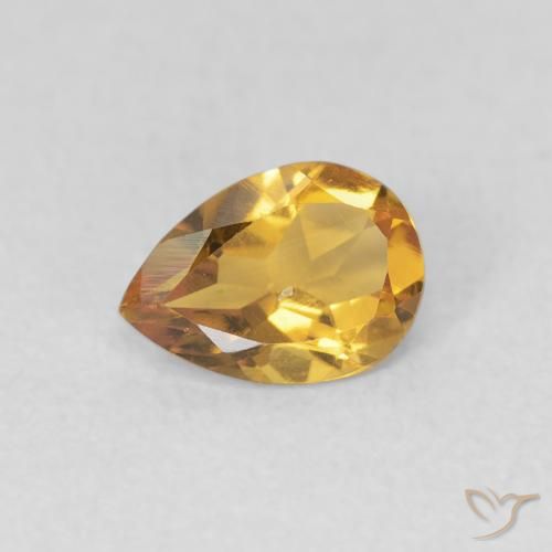 Citrine Orange Doré naturelle En forme de poire, 0.62 ct, VVS
