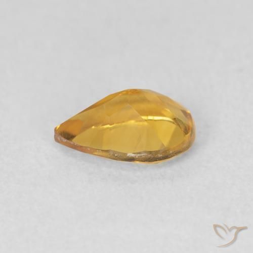 Citrine Orange Doré naturelle En forme de poire, 0.62 ct, VVS