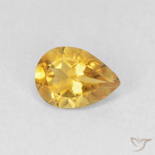 Citrine Orange Doré naturelle En forme de poire, 0.62 ct, VVS