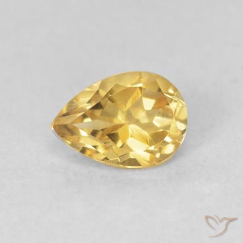 Citrine Doré naturelle En forme de poire, 0.76 ct, VVS