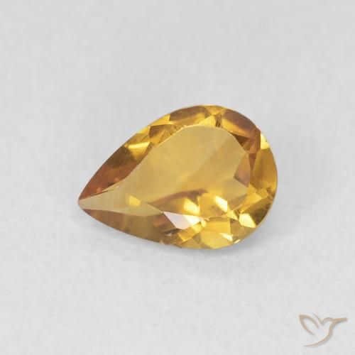 0.60ct Naturel Medium Light-Golden Citrine, En forme de poire, VVS