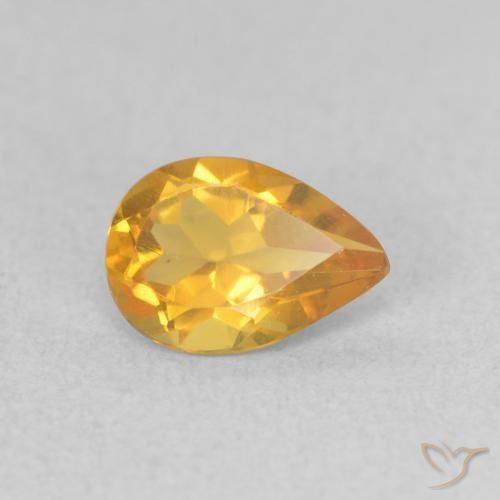 Citrine Orange Doré naturelle En forme de poire, 0.58 ct, VVS-VS