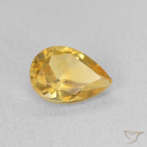 Citrine Doré naturelle En forme de poire, 0.66 ct, VVS-VS