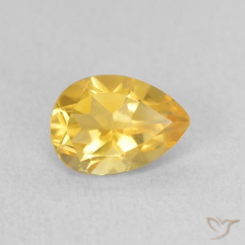 Citrine Orange Doré naturelle En forme de poire, 0.71 ct, VS