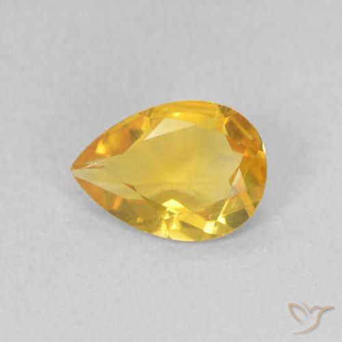 Citrine Orange doré naturelle En forme de poire, 0.61 ct, VVS-VS