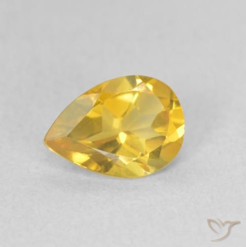 Citrine Doré moyen naturelle En forme de poire, 0.65 ct, VVS-VS