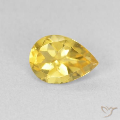 Citrine Jaune Toscane naturelle En forme de poire, 0.65 ct, VVS-VS